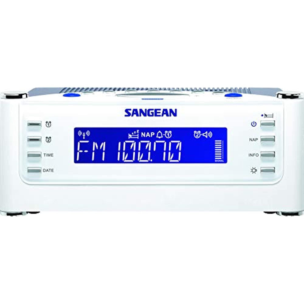 Sangean RCR-22 Atomic Clock with FM-RDS / AM / Aux-in Digital Tuning Clock Radio, Silver, one Size & AM/FM Alarm Clock Radio