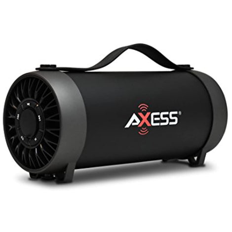 AXESS SPBT1056 Portable Bluetooth Speaker With Built-In Usb Support, Fm Radio, Line-In Function And Rechargeable Battery, Black