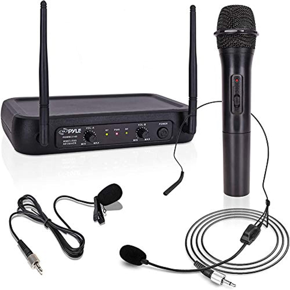 Pyle Pdwm2140 Dual-channel Fixed-frequency Vhf Microphone System With Independent Adjustable Volume Controls