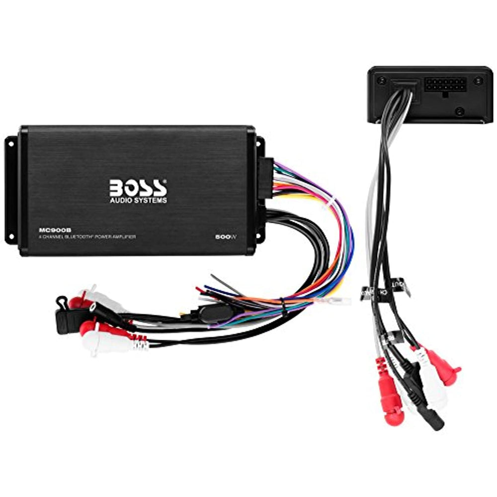 BOSS Audio Systems ASK902B.6 Marine 500 Watt 4 Channel Amplifier 6.5 Inch Speaker Bluetooth System, Bluetooth Remote, USB Auxiliary Interface Mount, Waterproof Pouch