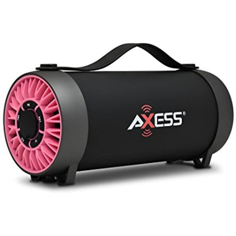 AXESS SPBT1056 Portable Bluetooth Speaker With Built-In Usb Support, Fm Radio, Line-In Function And Rechargeable Battery, Pink