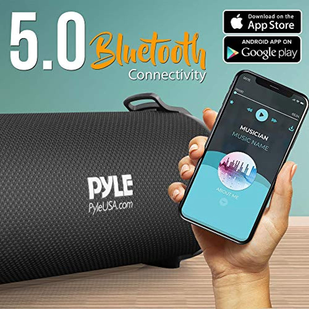 Wireless Portable Bluetooth Boombox Speaker - 300 Watt Rechargeable Boom Box Speaker Portable Music Barrel Loud Stereo System with AUX Input, MP3/USB/SD Port, Fm Radio, 3