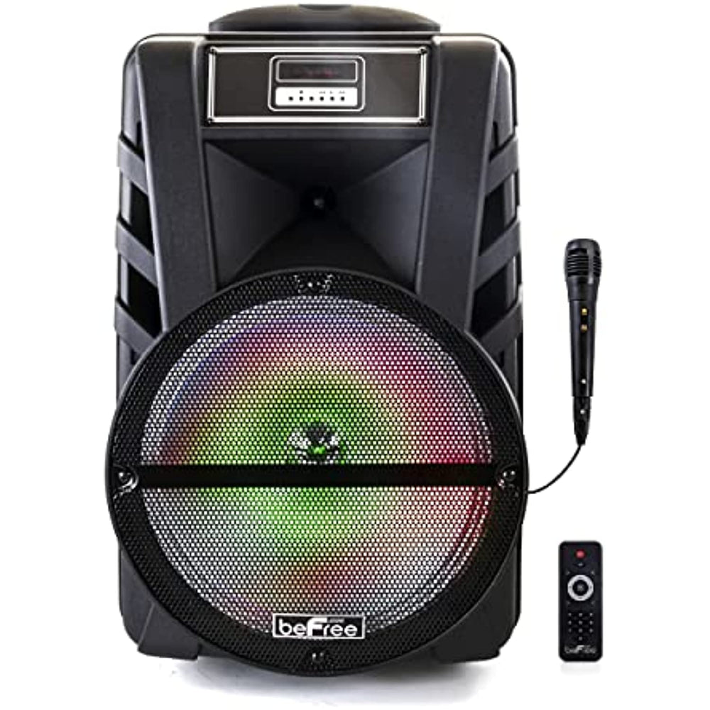beFree Sound 12 Inch Bluetooth Rechargeable Portable PA Party Speaker with Reactive LED Lights