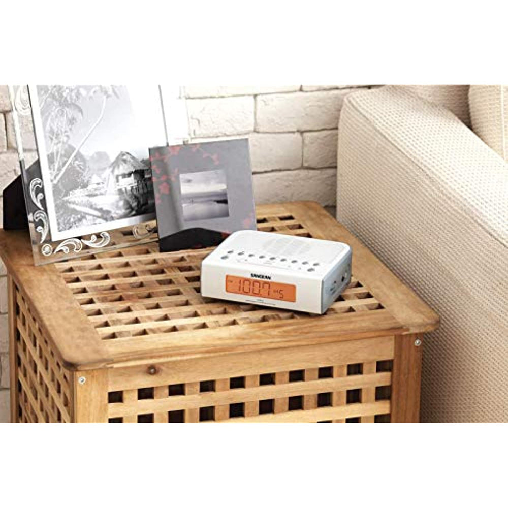 Sangean RCR-5 Digital AM/FM Alarm Clock Radio & Speaker with in-line Volume Control and Amplifier (White)