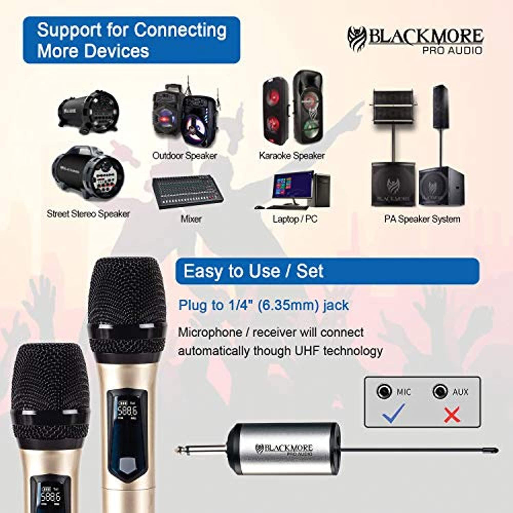 Blackmore Pro Audio Bmp-14 Dual Handheld Reable Uhf Microphone System