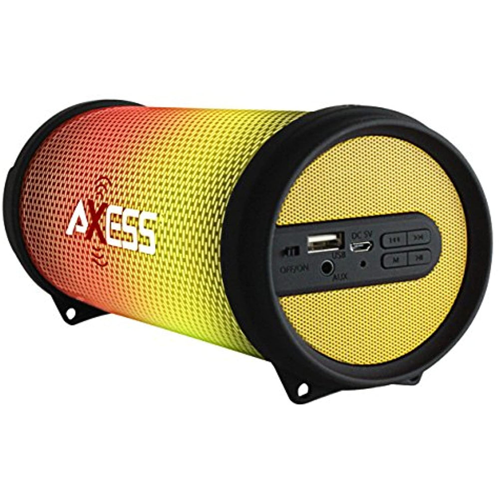 AXESS SPBL1043 Mini Portable Bluetooth Hi-Fi Bluetooth Speaker with Dancing LED Lights, Yellow
