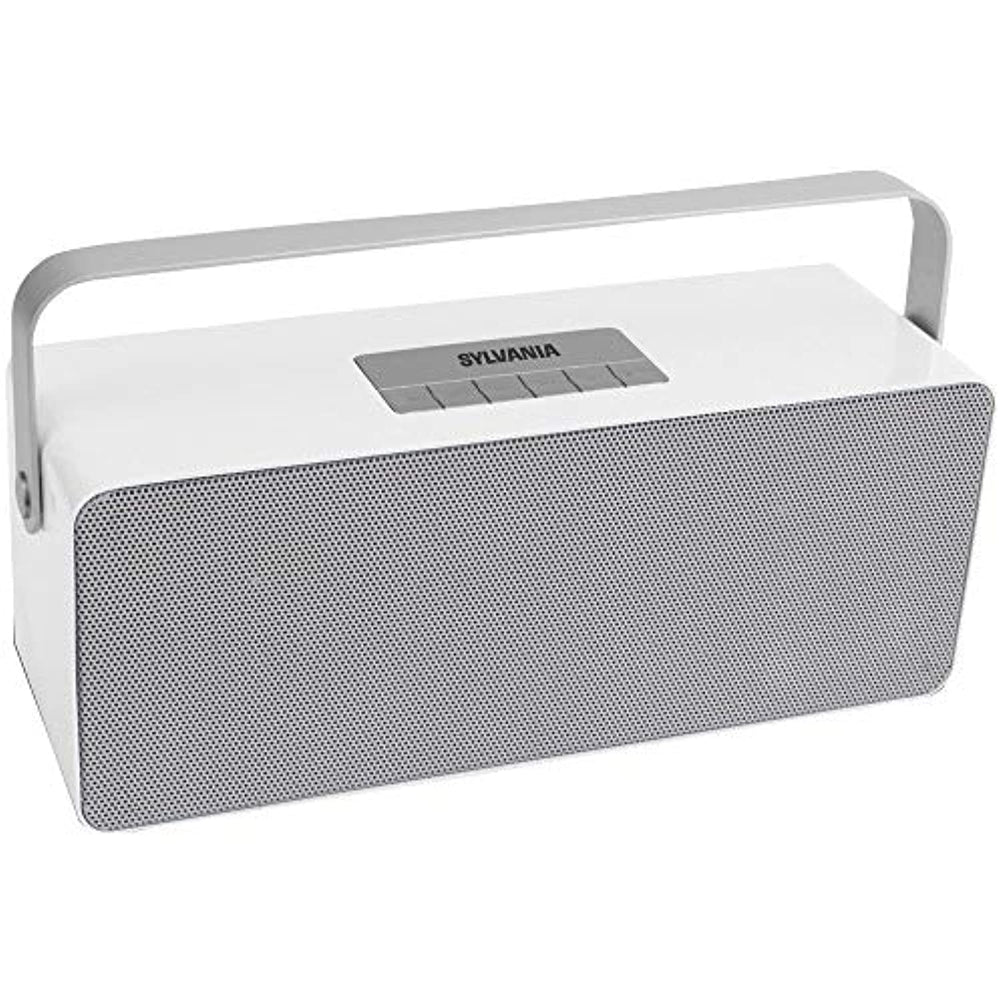 Sylvania SP672 Portable Bluetooth Speaker with Aluminum Handle (White), 10.70in. x 5.30in. x 5.20in.
