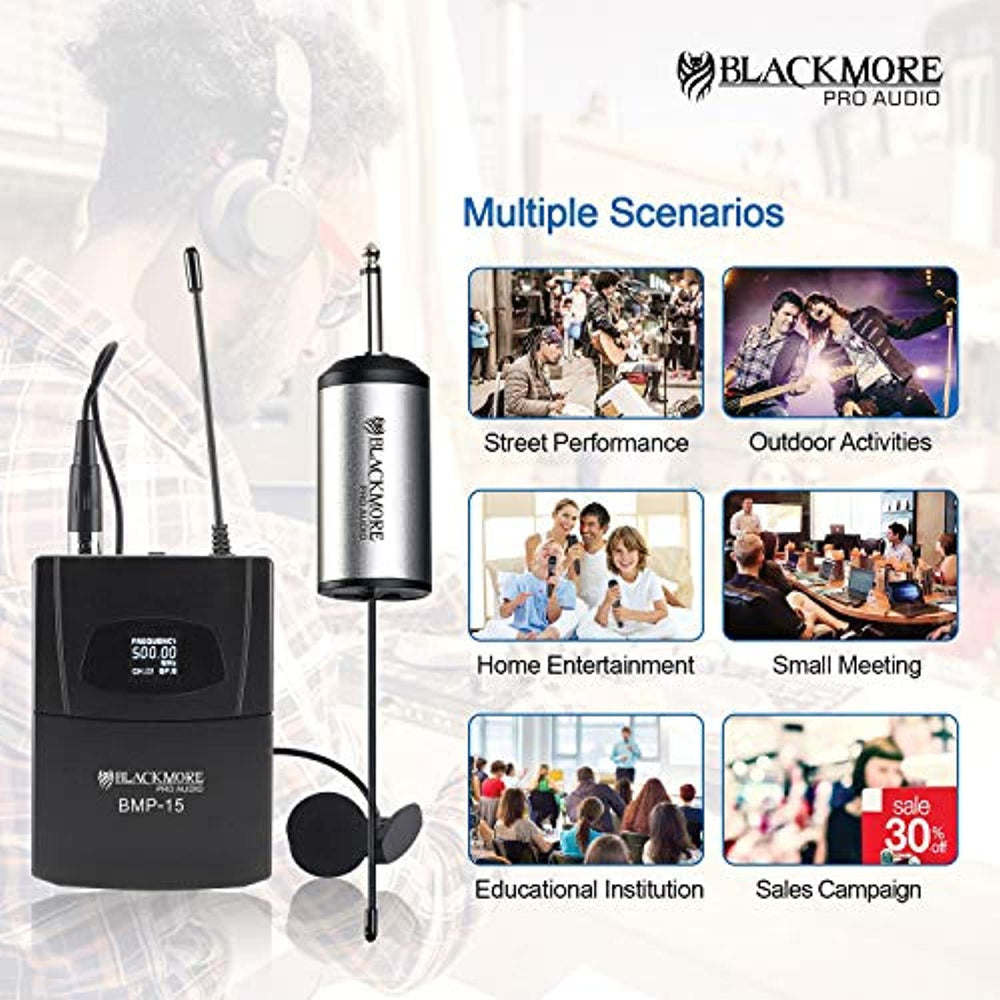 Blackmore Pro Audio Bmp-15 Portable Dynamic Lapel UHF Microphone System